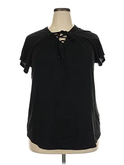 Pre-owned Sundays Short Sleeve Top Black Keyhole Neckline Tops