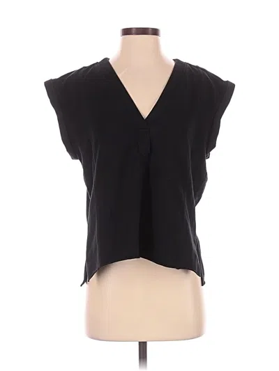 Pre-owned Sundays Short Sleeve Top Black Plunge Neckline Tops