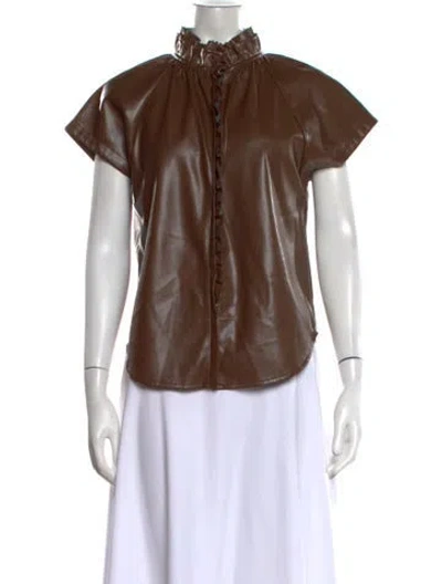 Pre-owned Sundays Short Sleeve Top In Brown