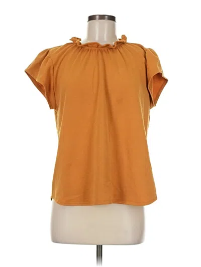 Pre-owned Sundays Short Sleeve Top Orange Cold Shoulder Neckline Tops
