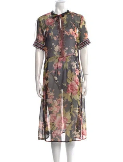 Pre-owned Sundays Silk Midi Length Dress In Multi
