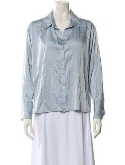 Pre-owned Sundays Silk V-neck Blouse In Blue