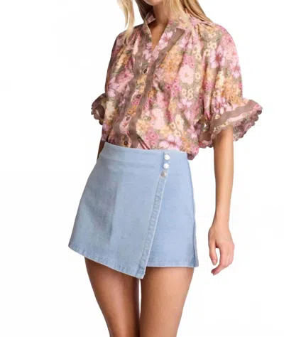 Sundays Sorrel Mini Skort In Light Wash Denim In Multi