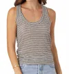 Sundays Stripe Linen Danny Tank Top In Mono Luxe Stripe In Black