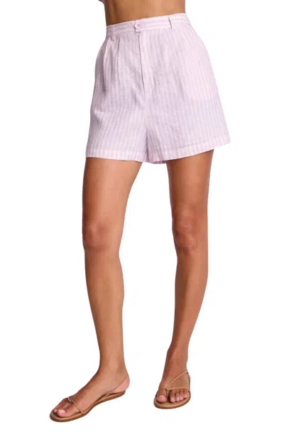 Sundays Stripe Linen Penny Shorts In Lavender Stripe In Neutral