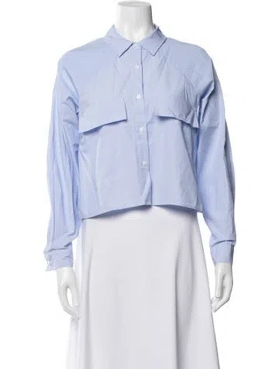 Pre-owned Sundays Striped Long Sleeve Button-up Top In Blue
