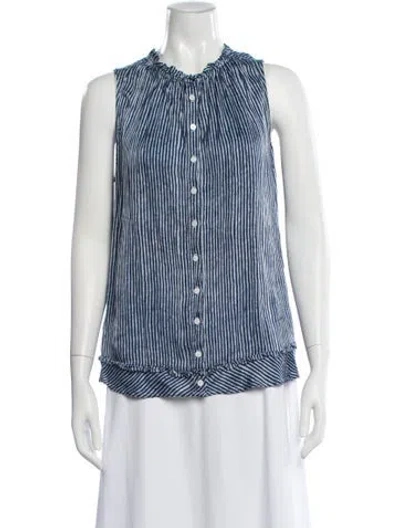 Pre-owned Sundays Striped Sleeveless Button-up Top In Blue