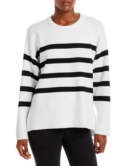 Sundays Valery Womens Striped Knit Crewneck Sweater In White