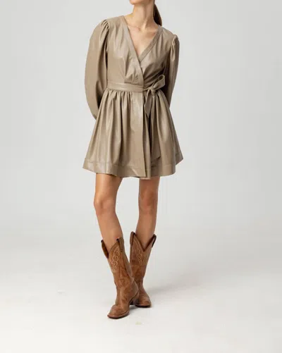 Sundays Vegan Leather Flora Dress In Mushroom In Grey