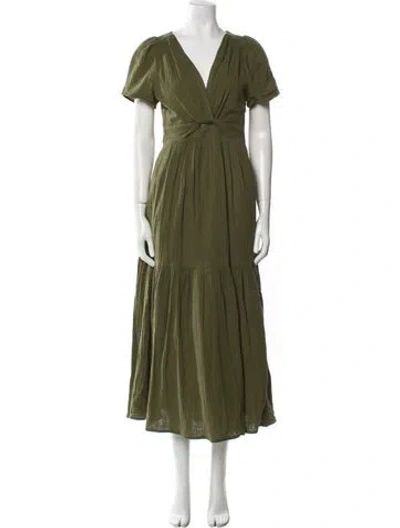Pre-owned Sundays V-neck Long Dress In Green