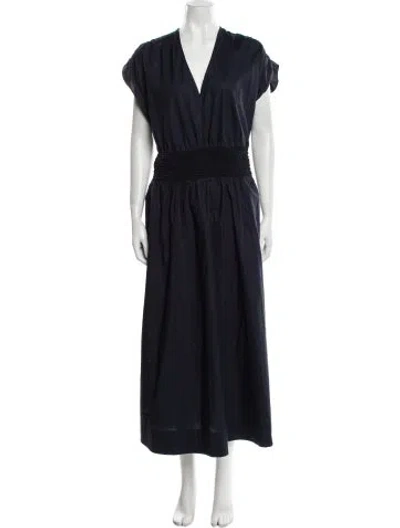 Pre-owned Sundays V-neck Long Dress W/ Tags In Blue
