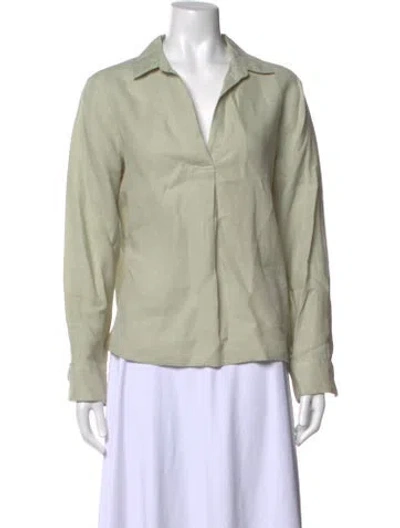 Pre-owned Sundays V-neck Long Sleeve Top In Green