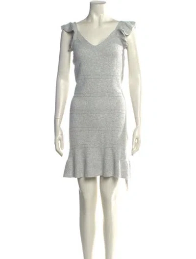 Pre-owned Sundays V-neck Mini Dress In Gray
