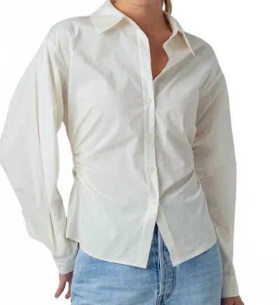 Sundays Zariah Poplin Button Down Shirt In Whisper White In Metallic