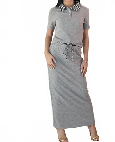 Sundayup Anna Polo Shirt And Midi Skirt Set In Grey In Gray