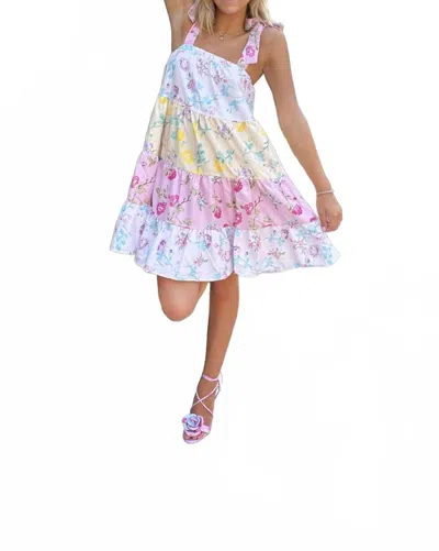 Sundayup Arielle Mini Dress In Colorblock Floral In Pink