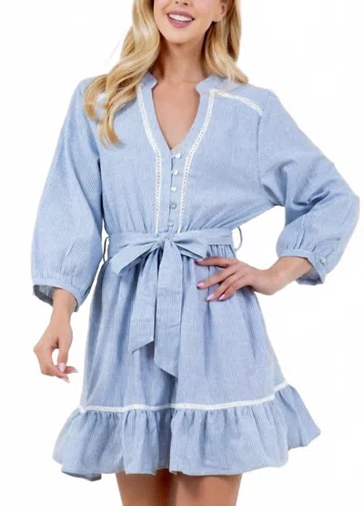 Sundayup Brianna Belted Mini Dress In Blue