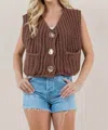 Sundayup Button Knit Sweater Vest In Brown