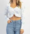 SUNDAYUP CAPE WEEKEND BUTTON CROP CARDIGAN IN WHITE