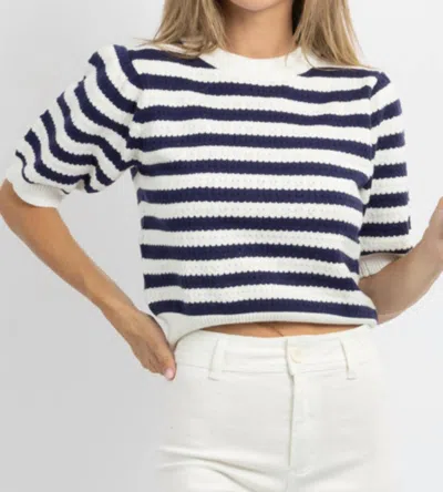 Sundayup Ceci Striped Knit Top In Navy In Blue