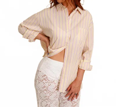 Sundayup Dahlia Striped Button Up Shirt In Yellow In Neutral