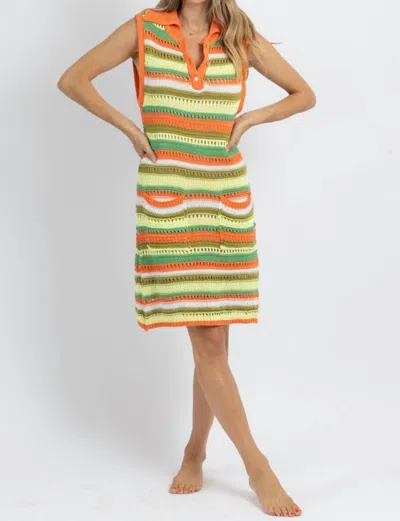 Sundayup Daybreak Contrast Collar Crochet Dress In Multi