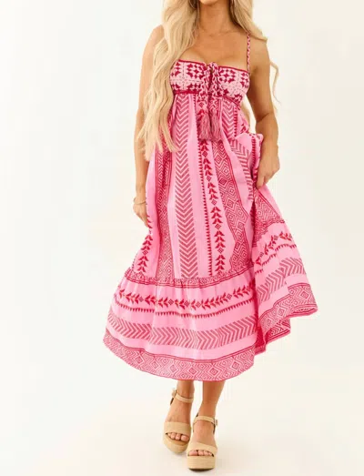 Sundayup Diaz Crochet Contrast Cover-up Dress In Pink In Multi