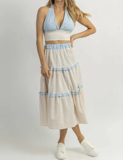 Sundayup Dunes Gingham Midi Skirt Set In White