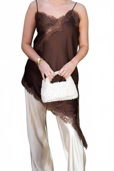 Sundayup Emmott Asymmetrical Lace Top In Brown