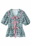 Sundayup Floral Print Bow Top In Multi