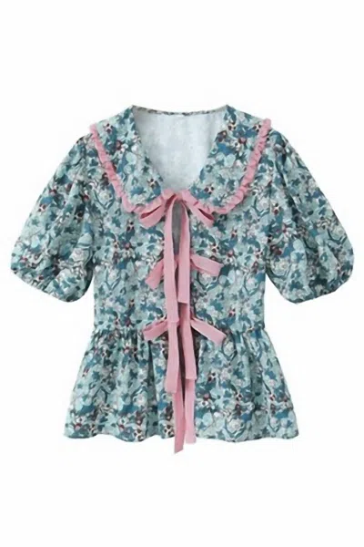 Sundayup Floral Print Bow Top In Multi