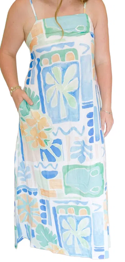 Sundayup Greek Isles Maxi Dress In Multi In Blue