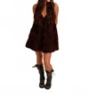 Sundayup Louella Textured V-neck Bubble Hem Mini Dress In Brown In Brown