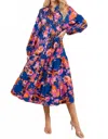 Sundayup Monet Midi Dress In Multi In Blue