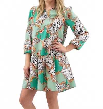 Sundayup Shift Three-quarter Sleeves Dress In Animal Print In Multi