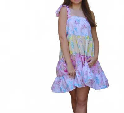 Sundayup Sofie Tie Dress In Floral Color Block In Multi