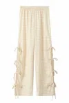 Sundayup Trendy Plaid Side Bow Pants In Soft Sage