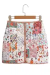 Sundayup Women's Patchwork Floral Print Skirt In Multicolor In Neutral