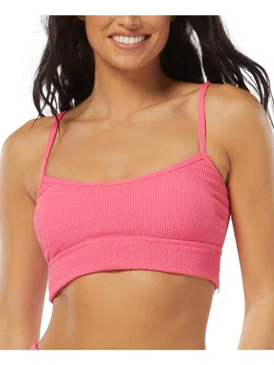 Sundazed Gianna Womens Textured Midline Bikini Swim Top In Pink