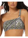 Sundazed Reyna Top Womens Printed One-shoulder Bikini Swim Top In Green