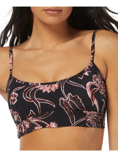 Sundazed Womens Printed Banded Bikini Swim Top In Black