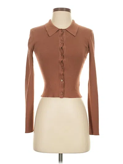 Pre-owned Sun-deh Long Sleeve Blouse In Brown