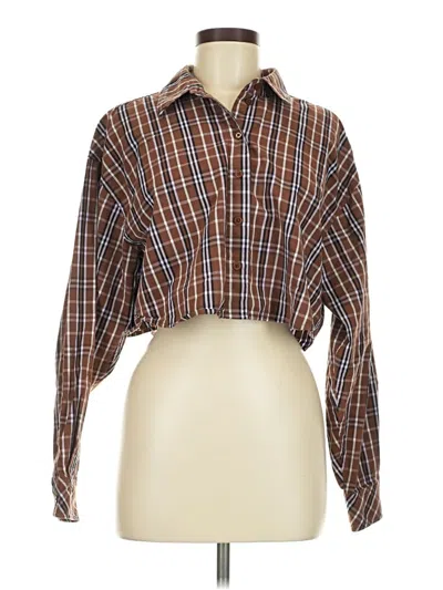 Pre-owned Sun-deh Long Sleeve Blouse In Brown