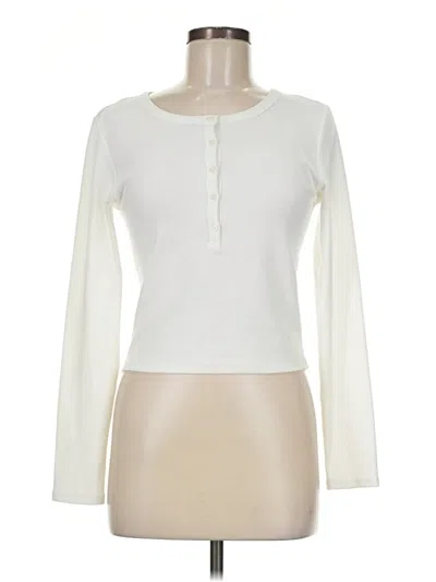 Pre-owned Sun-deh Long Sleeve Top Ivory Crew Neck Tops