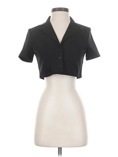 Pre-owned Sun-deh Short Sleeve Blouse In Black