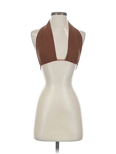 Pre-owned Sun-deh Tank Top Brown Halter Neckline Tops