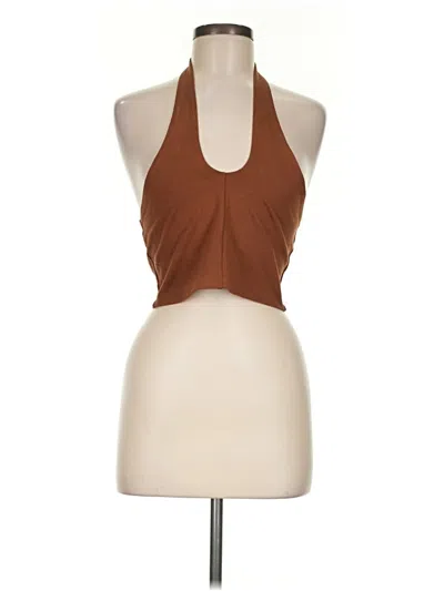 Pre-owned Sun-deh Tank Top Brown Halter Neckline Tops