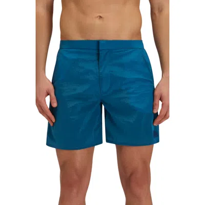 Sundek Back Elastic Waist Swim Trunks In Blue