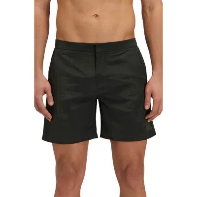 Sundek Back Elastic Waist Swim Trunks In Black