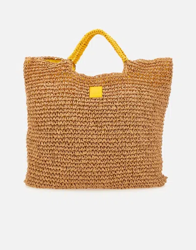 Sundek Big Straw Beach Bag With Yellow Lining